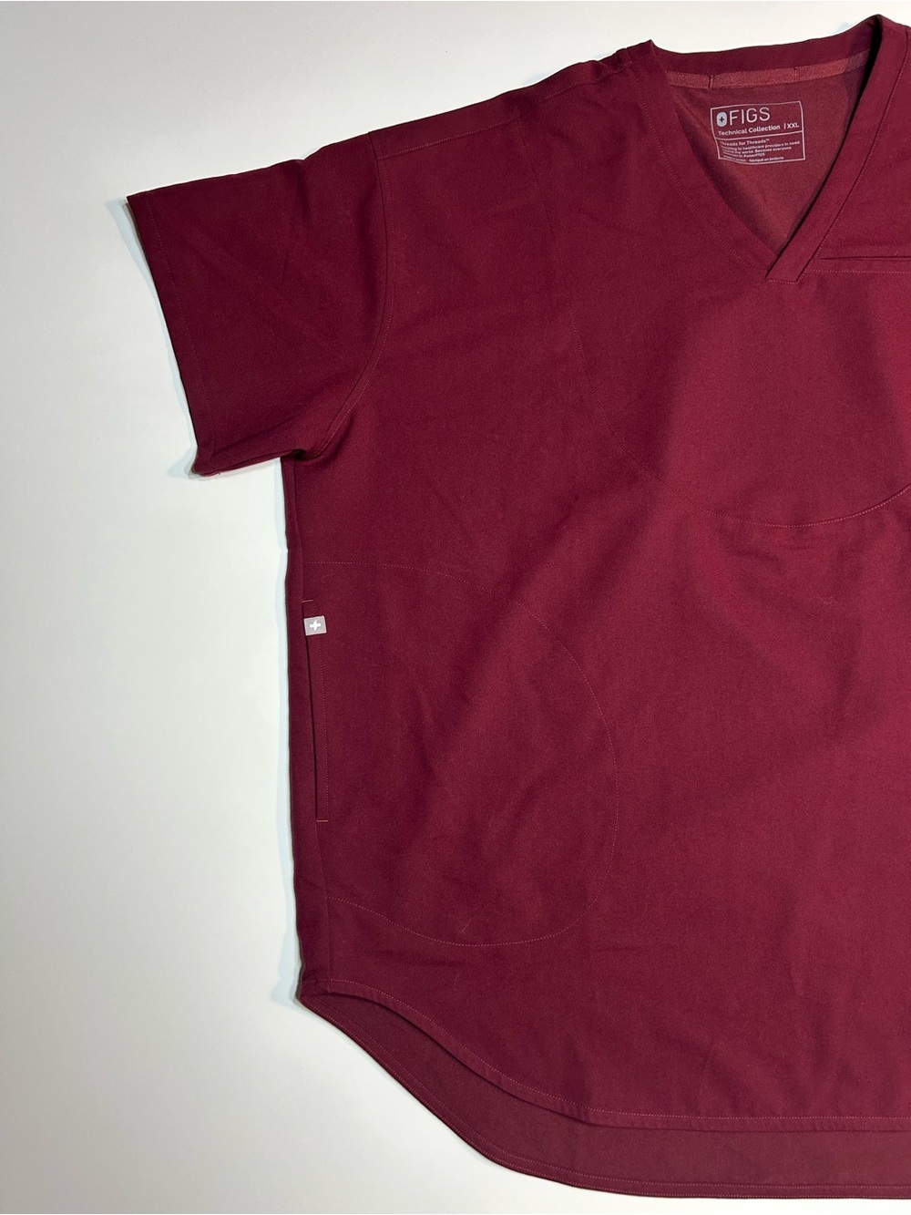 FIGS Men's Technical Collection Scrub Top Burgundy Merlot V-Neck XXL